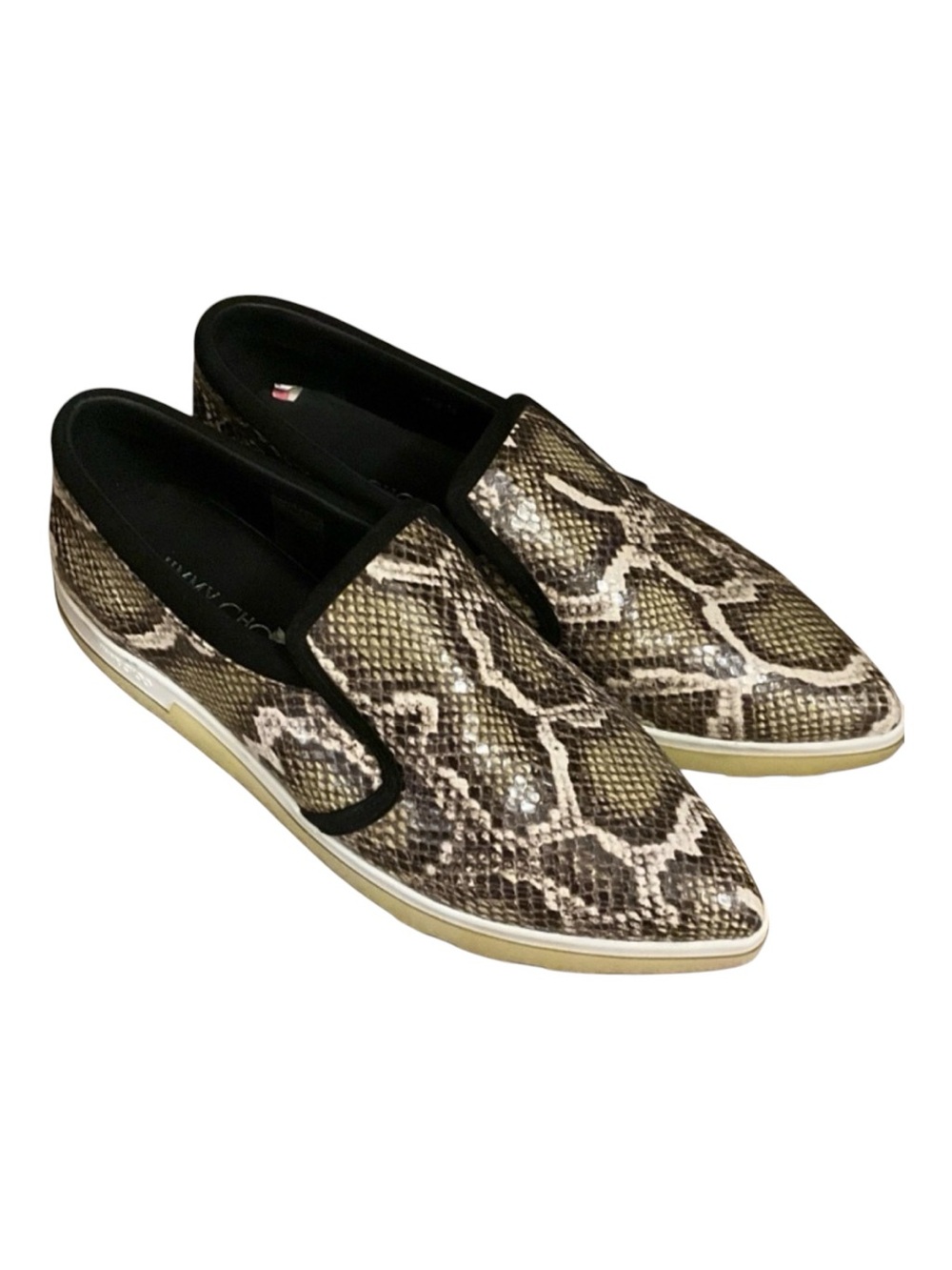 Jimmy Choo Snakeskin Brooklyn Pointed Toe Loafers Sz 39.5 (9/9.5) Like New
